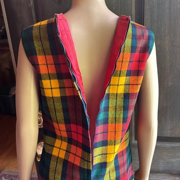 Vintage 1960s Bill Atkinson Glen of Michigan Jr. Retro Style Plaid Lined Dress - Picture 11 of 16
